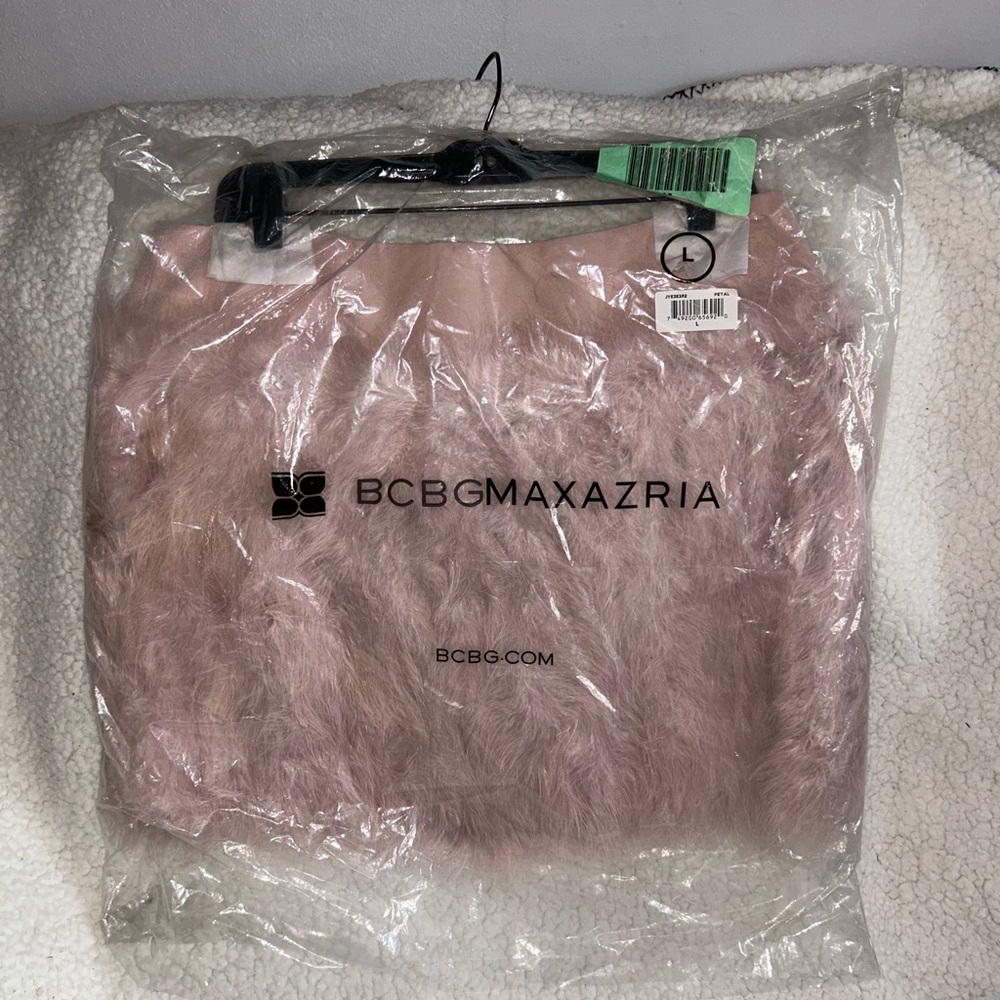 BCBGMAXAZRIA Pink Faux Fur Sweater
